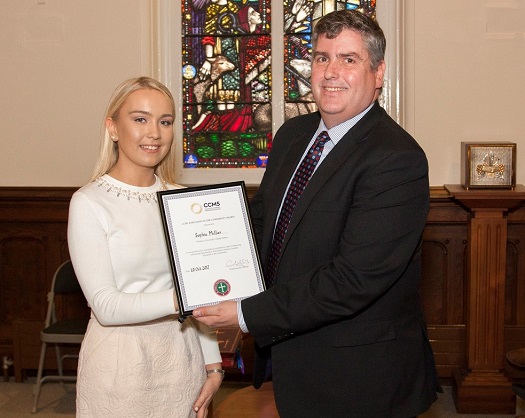  Sophie Millar being presented her award by Gerry Campbell