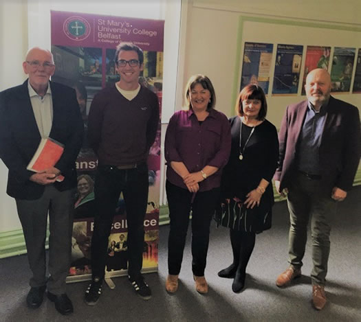 Colm Duffin (second from left) pictured with Micheál Martin, Eibhlín MhicAoidh, Fionnuala Mhic An tSaoir and Sen Mac Corraidh