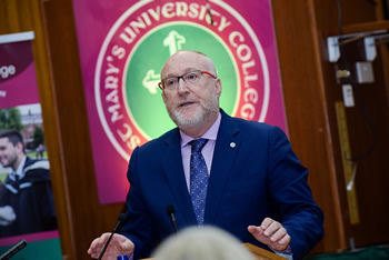 Professor Peter Finn, Principal of St Mary's University College during his welcome address