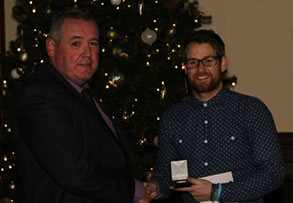 Vere Foster Medal - winner Ryan Doherty (represented by Sean McCullagh) presented by Mark McTaggart