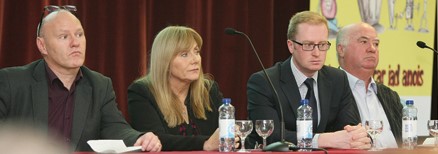 Photograph of the speakers at Community Drugs Panel launch event