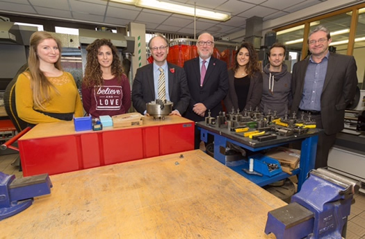 The Minister  pictured with some international students from Slovakia, Italy and Austria as well as the College Principal, Professor Peter Finn and Dr Gerard McCann