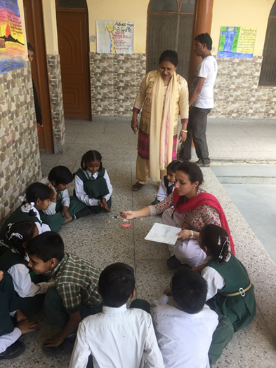 St Mary's student Aisling Chada with the Sneha Doon Academy children.