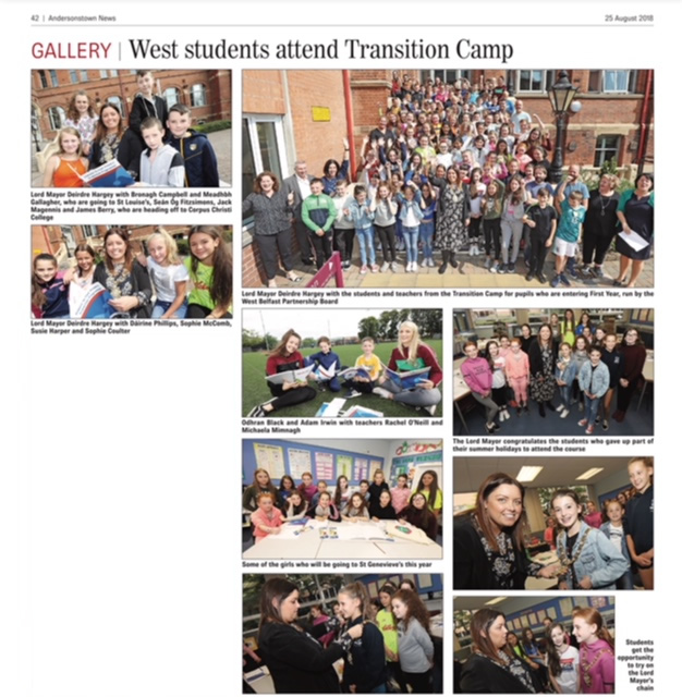 Snapshots of the Summer Transition School that appeared in the Andersonstown News