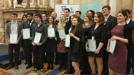 Breda O’Kane pictured alongside other Undergraduate Award winners at the reception in the Department of Foreign Affairs and Trade in Dublin