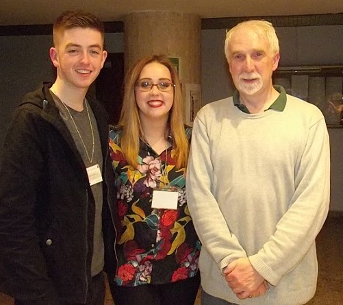 Paul Devlin and Natalie Kavanagh with Peter Stevenson, Senior Lecturer in Business Studies