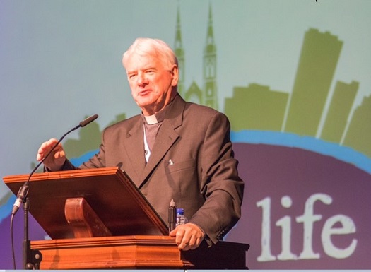 Picture of Bishop Noel Treanor addressing the Convention