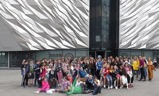 Pupils who were at the Summer Transition School enjoying their trip to Titanic Belfast