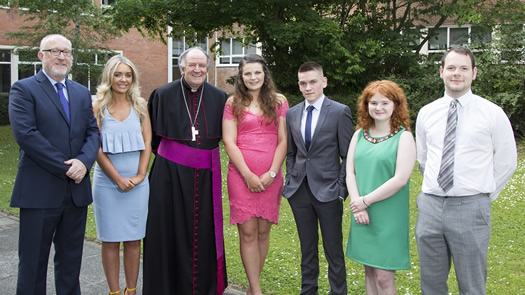 The Most Reverend Anthony Farquhar, Principal Professor Peter Finn and those students who received special recognition at the Liberal Arts Commentment Ceremony