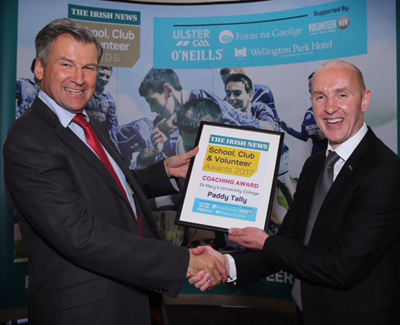 Paddy Tally receives the Irish News Coaching Award