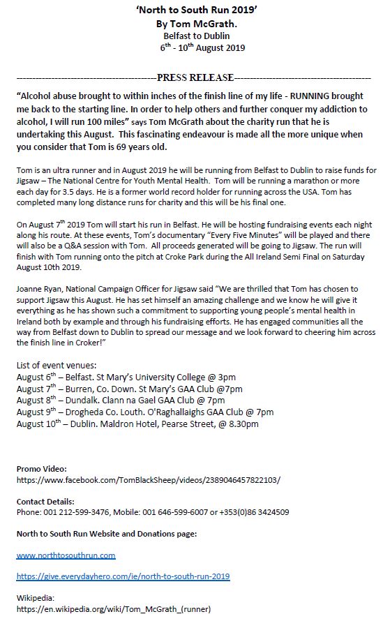 Press Release Tom McGrath